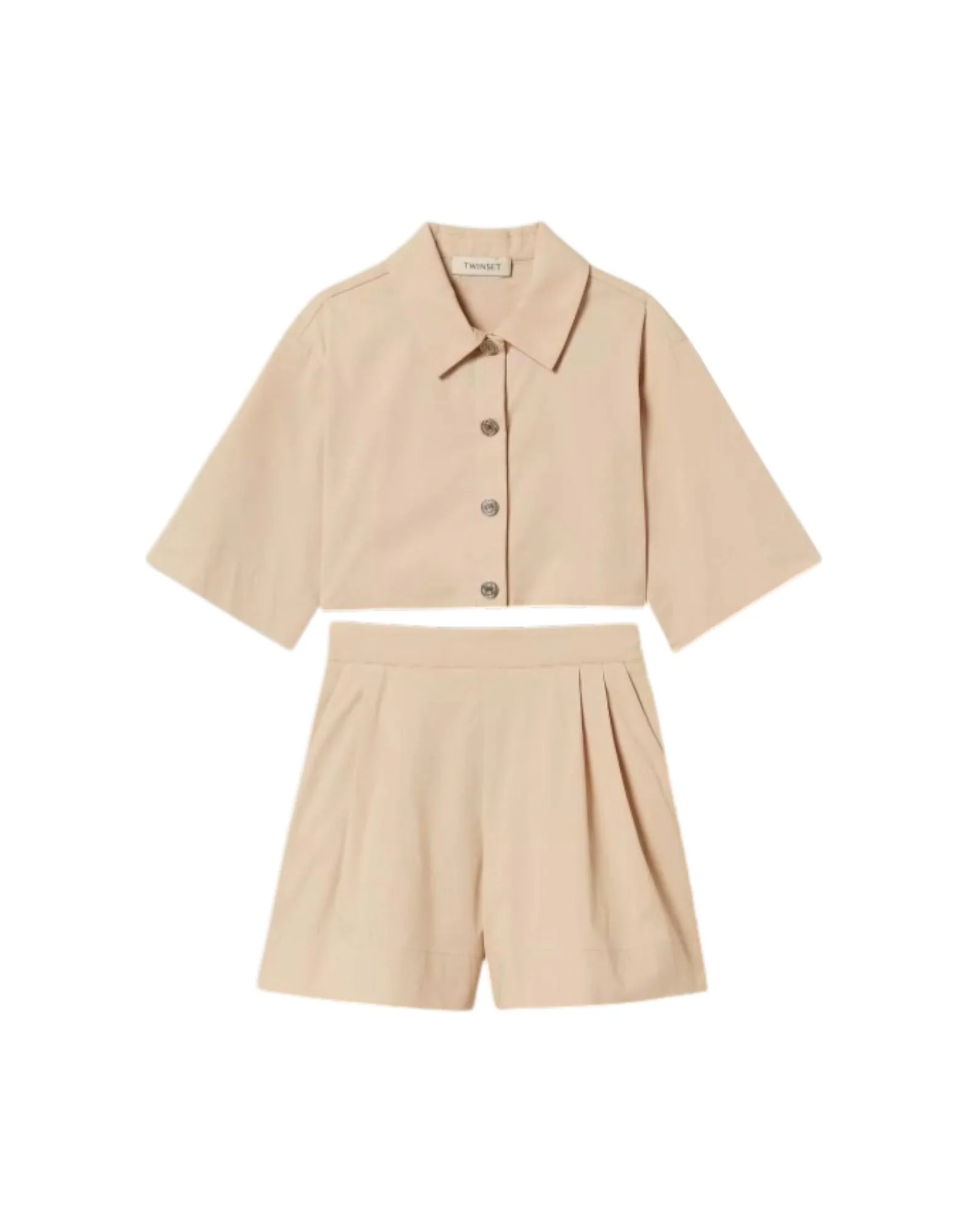 Twinset Camicia cropped e bermuda in popeline Bambina