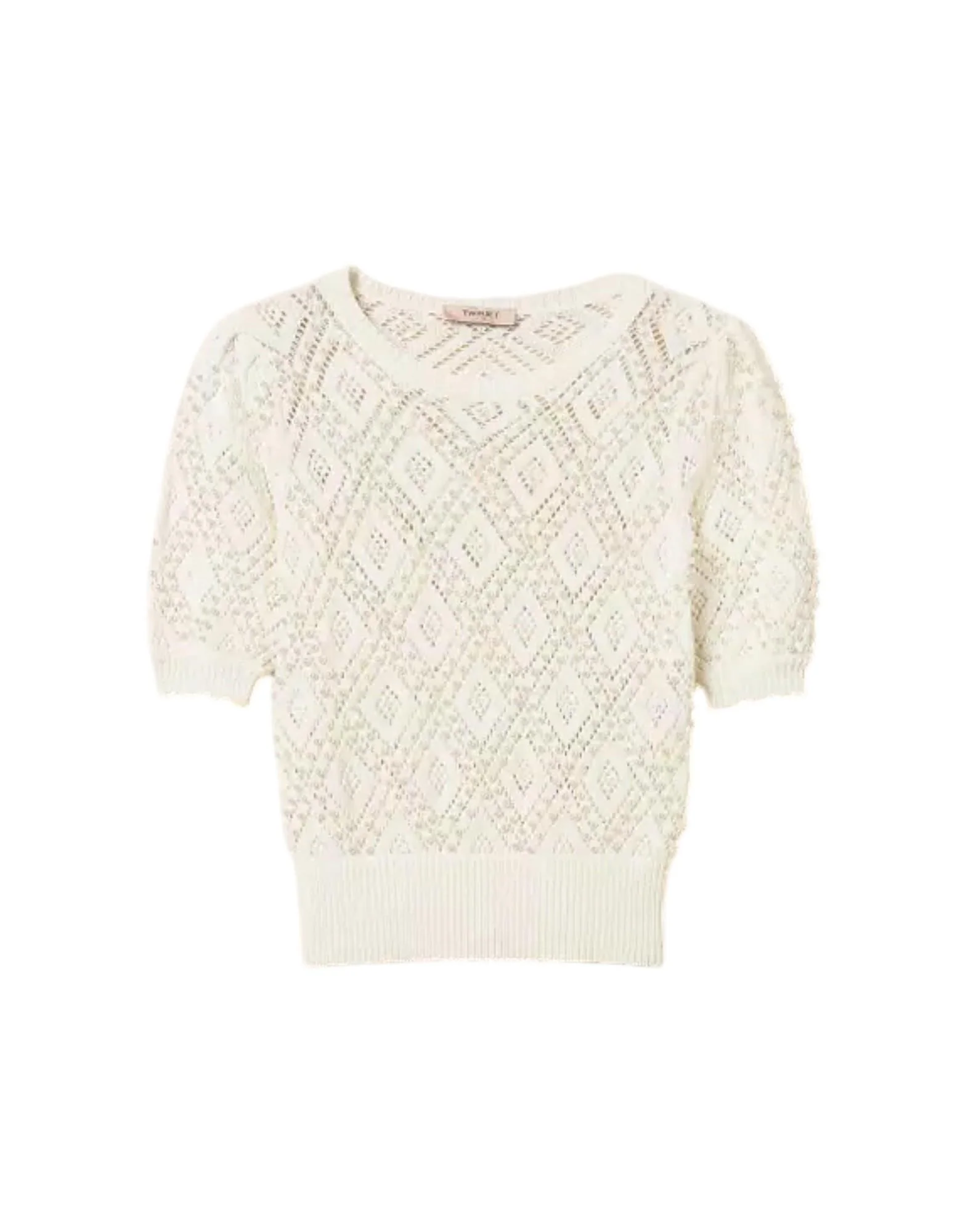 Twinset Maglia a losanghe con perle Donna